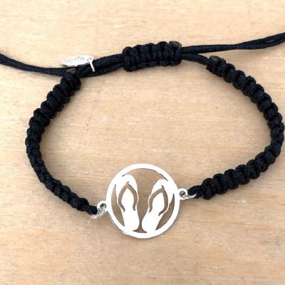 bracelet jeton Tongue argent 925/1000 cordon marin