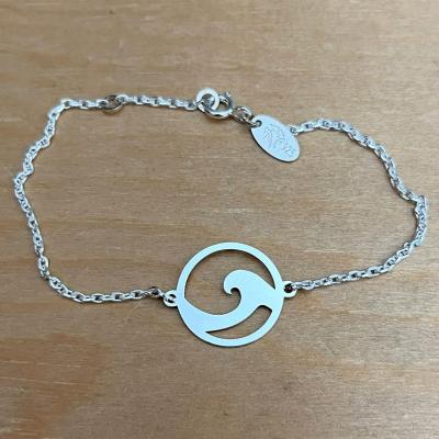 Bracelet Vague jeton découpé sur chaine argent 925/1000