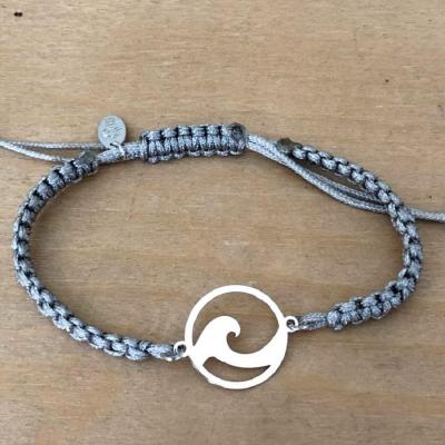 bracelet jeton Vague argent 925/1000 cordon marin