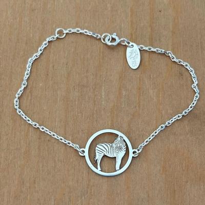 Bracelet sur chaîne Argent 925/1000 - Zèbre