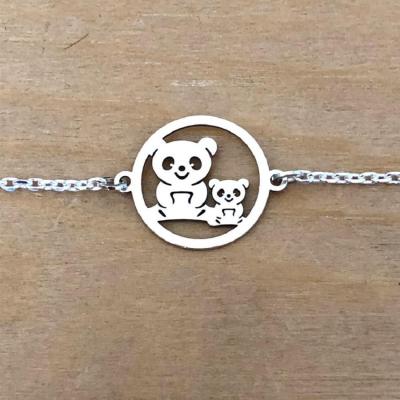 Bracelet sur chaîne Argent 925/1000 - 2 pandas