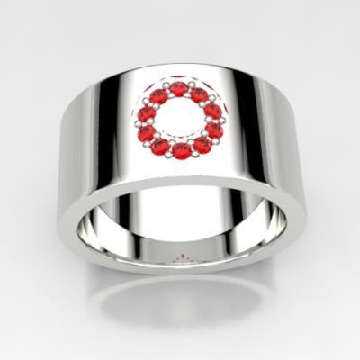 Bague cercle pierres de couleur Rouge