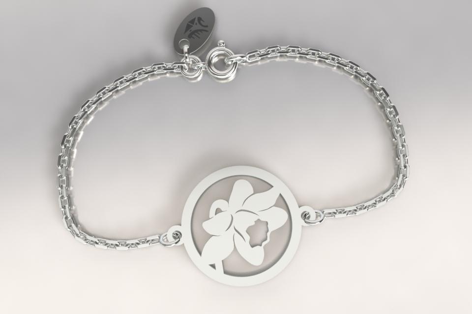 Bracelet argent chaine fleur jonquille 1