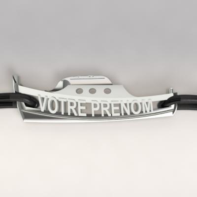bracelet pinasse prénom argent 925/1000 sur cordon