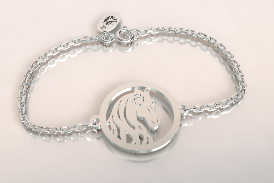 Bracelet chaine argent tete de cheval