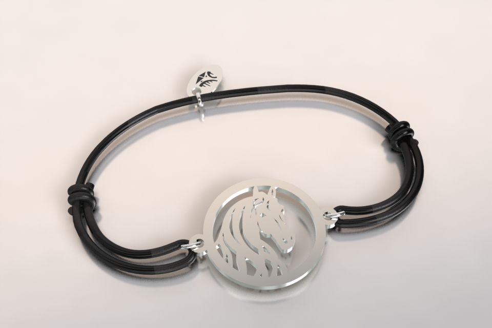 Bracelet cordon tete de cheval