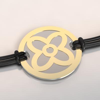 barcelet fleur or et acier
