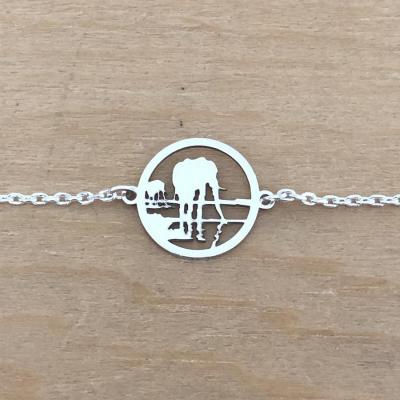 Bracelet sur chaîne Argent 925/1000 - Éléphant Reflet