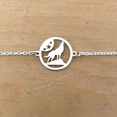 Bracelet sur chaîne Argent 925/1000 - Loup Etoile